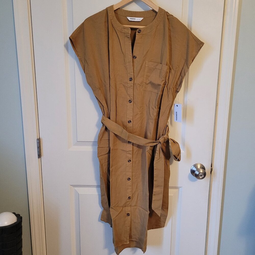 Women's Sonoma Goods For Life® Button-Front Tie Waist Utility Dress - Size Large